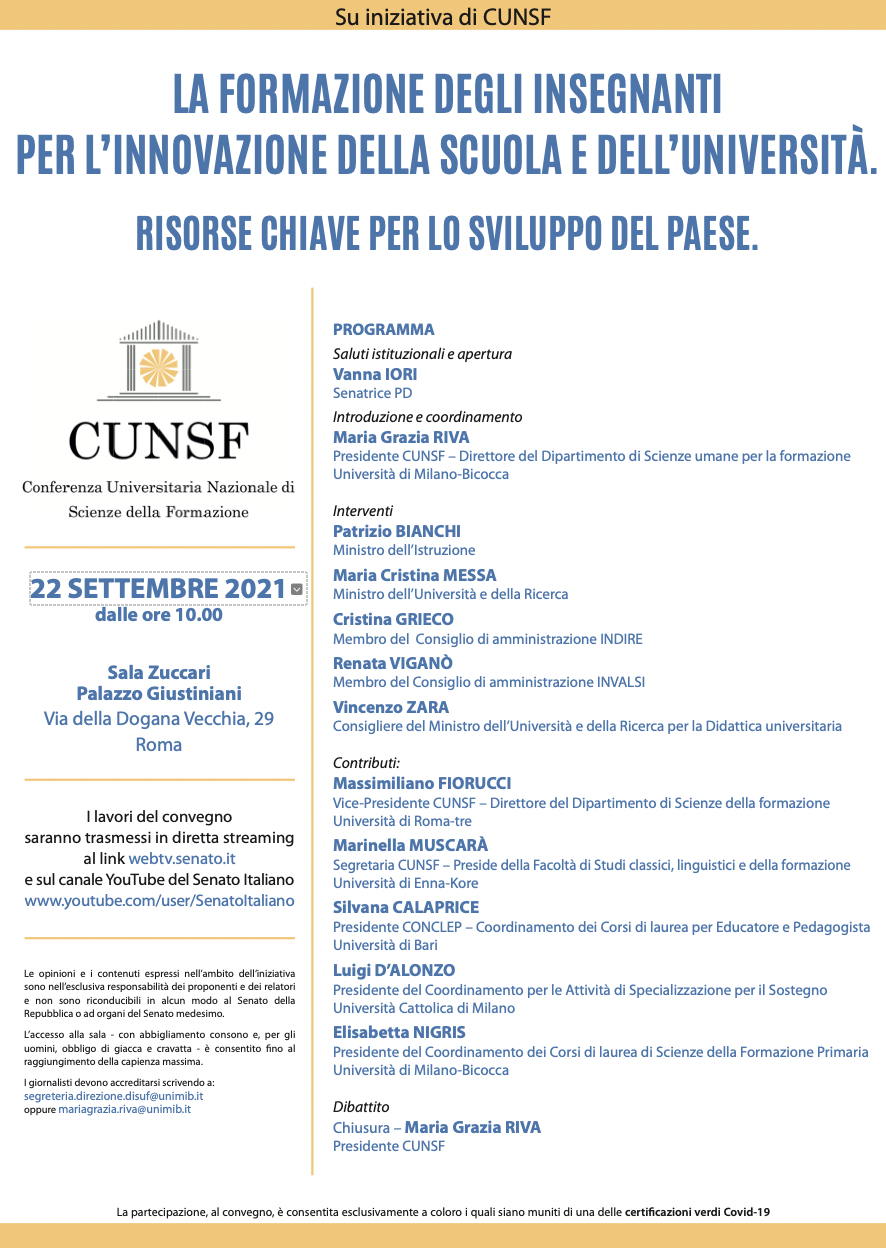 La formazione degli insegnanti per l’innovazione della scuola e dell’università. Risorse chiave per lo sviluppo del Paese